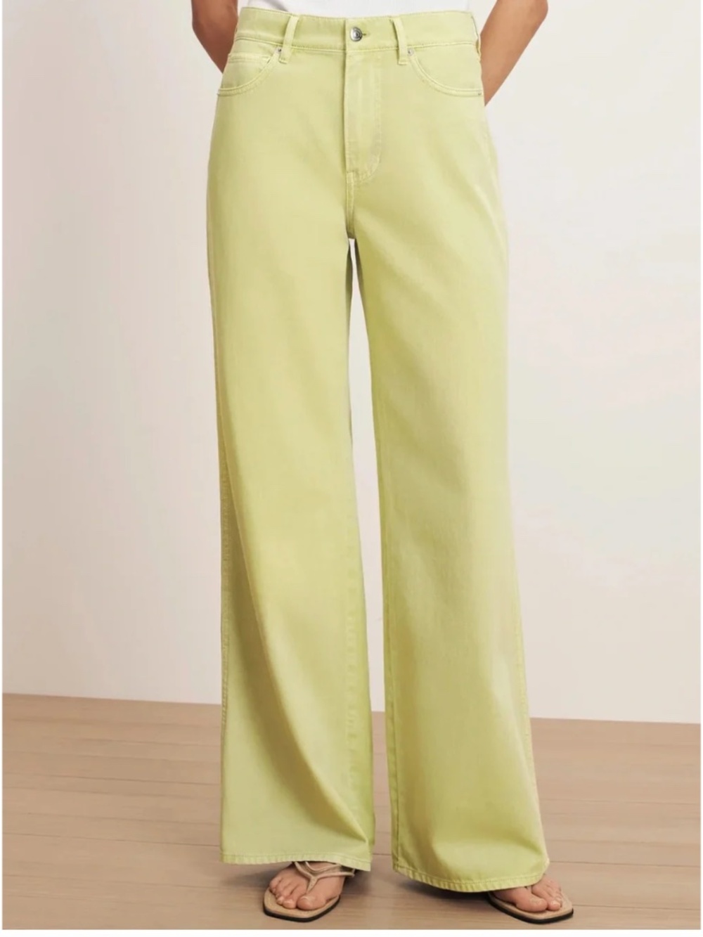 Veronica Beard KASEY pistachio green wide leg Silk Jeans Jean - With tags - 26